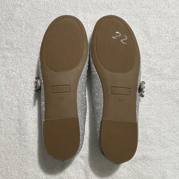 Unisa Womens Glitter Mary Jane Flats Size 8 Silver With Rhinestone Buckle - Picture 9 of 9